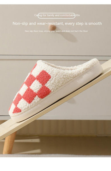 Checkerboard Plush Slippers