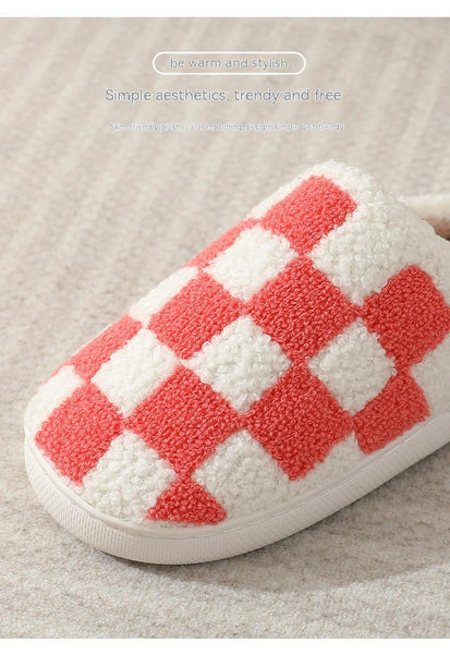 Checkerboard Plush Slippers