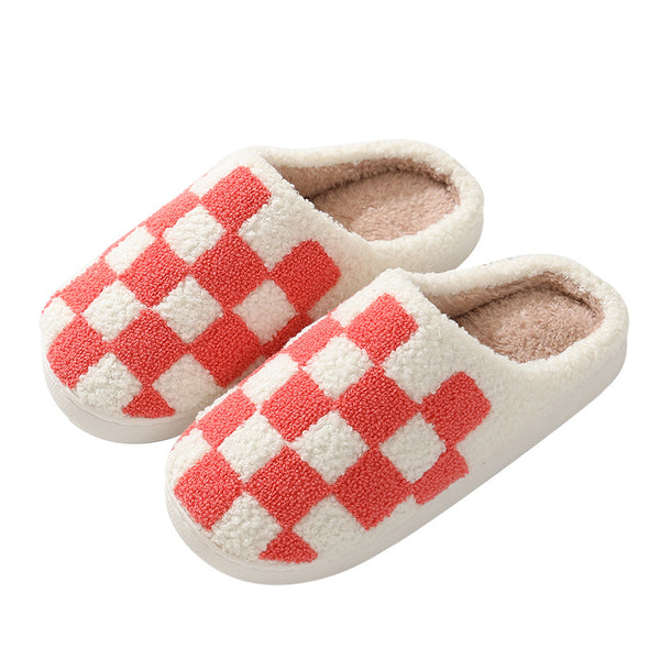 Checkerboard Plush Slippers
