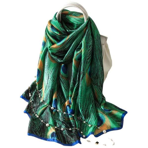 Peacock Feather Print Scarf