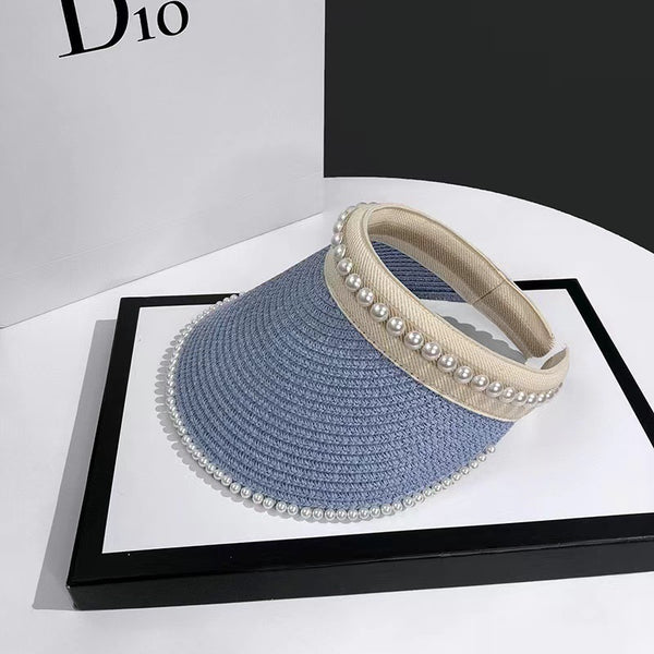 Pearl Edged Straw Sun Visor