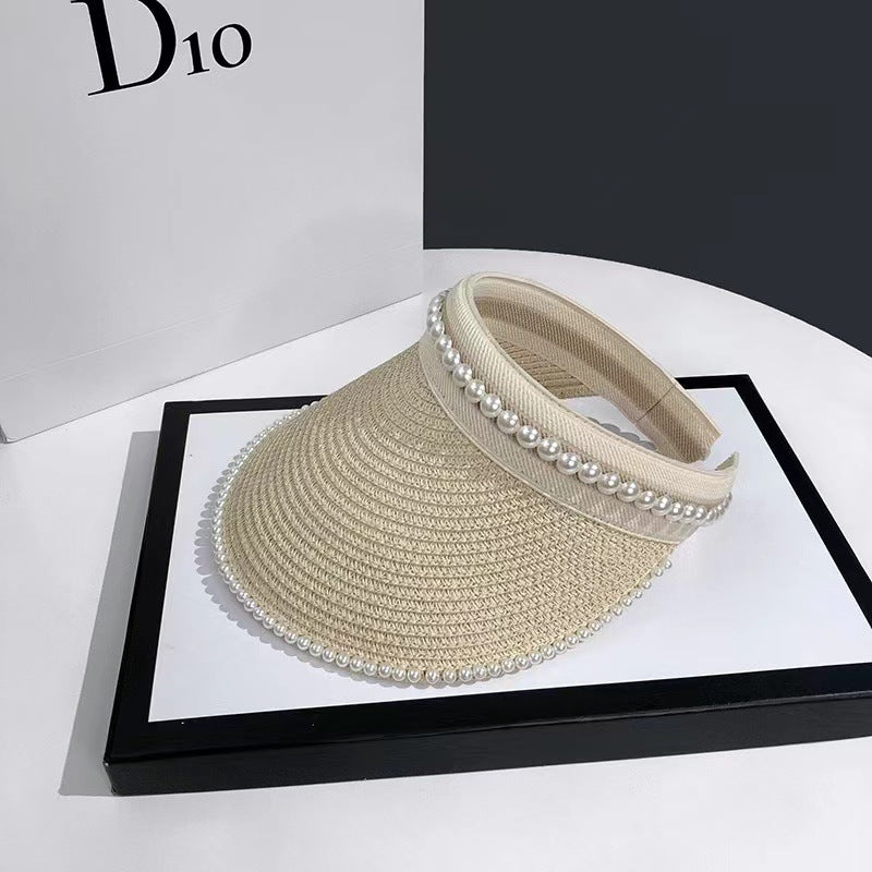 Pearl Edged Straw Sun Visor