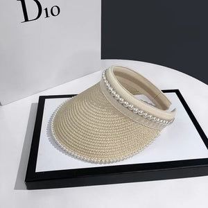 Pearl Edged Straw Sun Visor