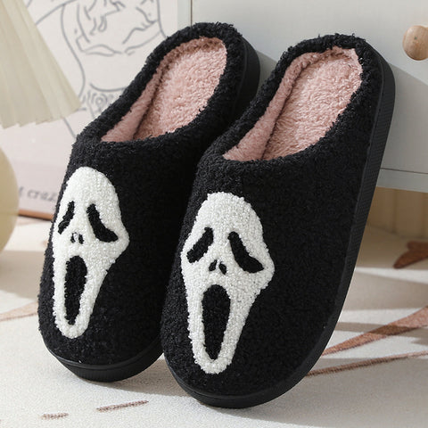 Rubber Soled Plush Slippers