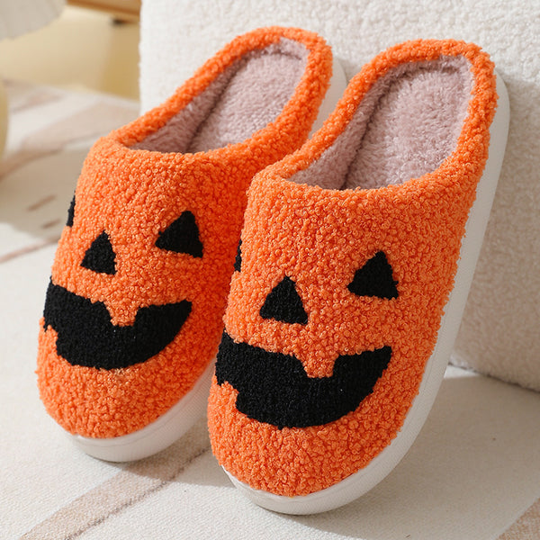 Rubber Soled Plush Slippers