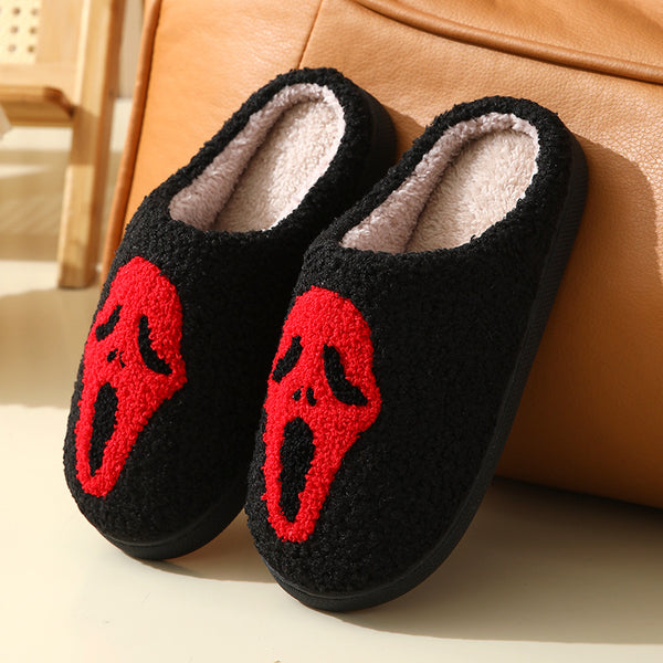 Rubber Soled Plush Slippers
