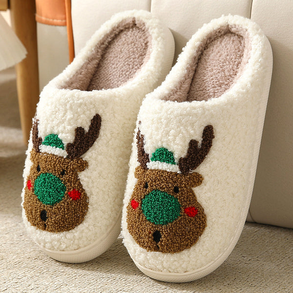 Rubber Soled Plush Slippers