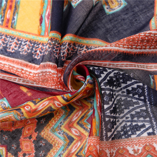 Patterned Tasseled Scarf