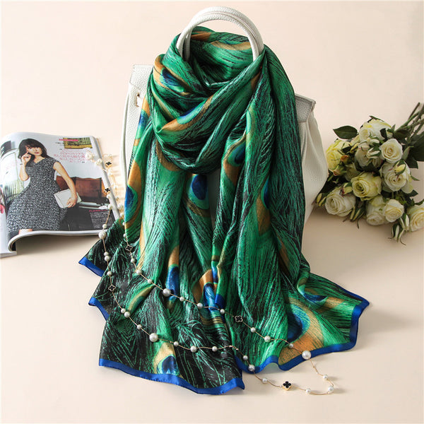 Peacock Feather Print Scarf