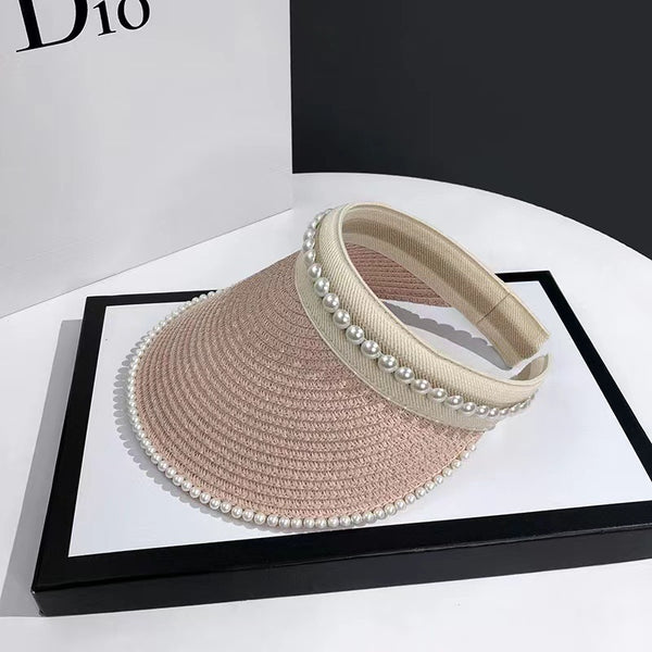 Pearl Edged Straw Sun Visor