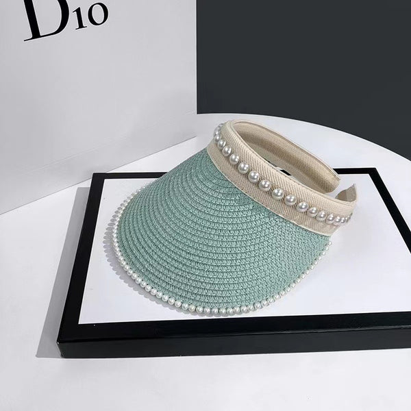 Pearl Edged Straw Sun Visor