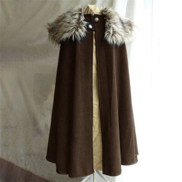 Faux Fur Collar Cloak