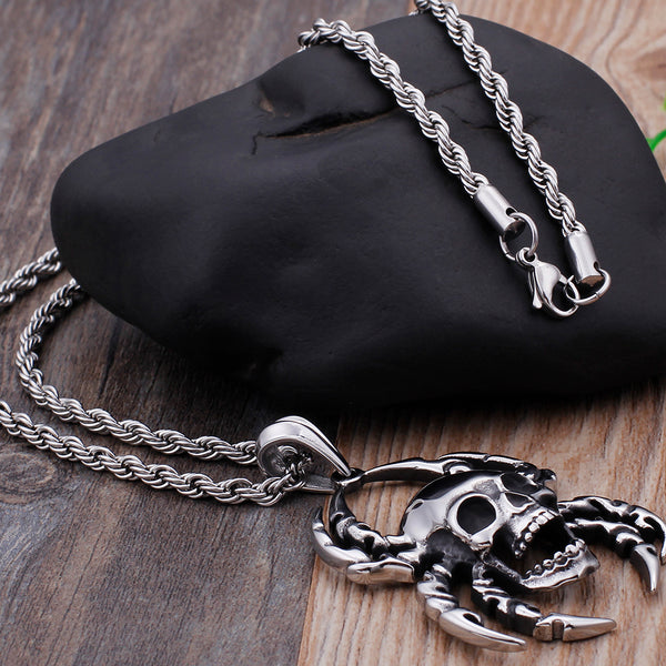 Men's Spider Pendant Skull Necklace