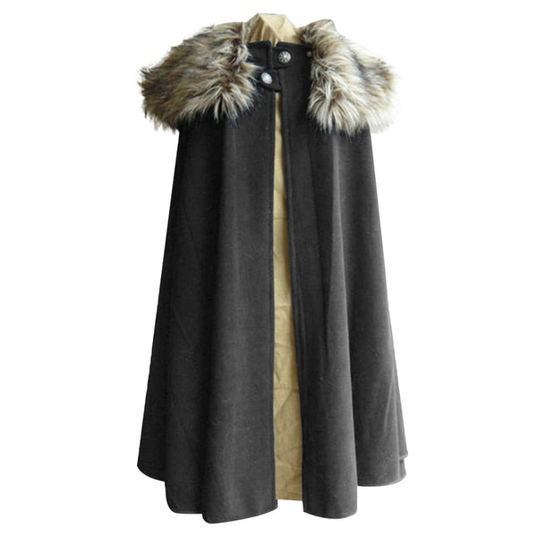 Faux Fur Collar Cloak