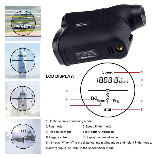 Golf power engineering hunting laser 600M range finder telescope portable HD ranging speed measuring instrument