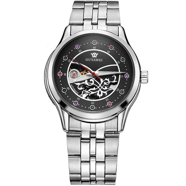 Luxury Women Mechanical Watch Skeleton Design Steel Waterproof Female Automatic