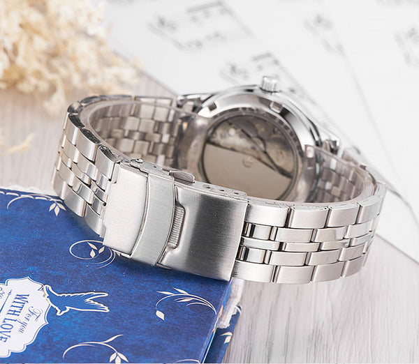 Luxury Women Mechanical Watch Skeleton Design Steel Waterproof Female Automatic