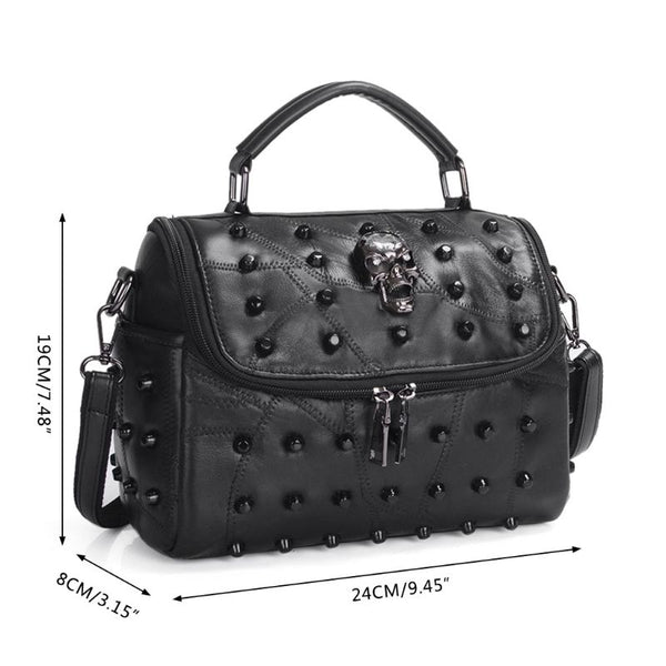 Black Skull Motif Shoulder Bag